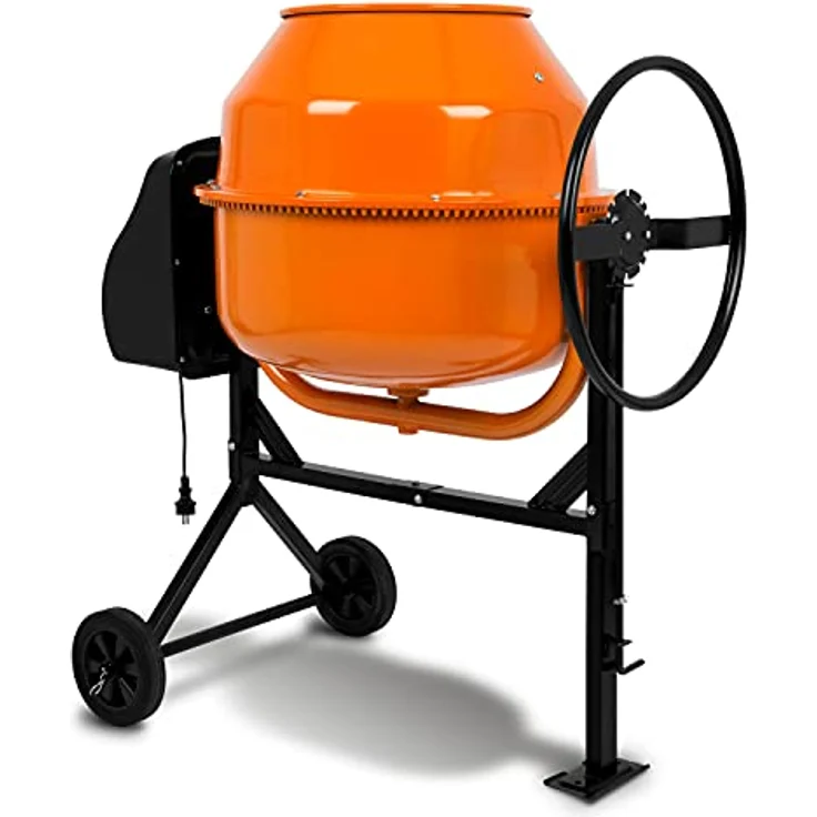 EBERTH Betonmischer 180L Elektrisch, 650W Motor, Gestell, Trommel und Zahnkranz aus Stahl, Zementmischer in orange/ schwarz – Bild 4