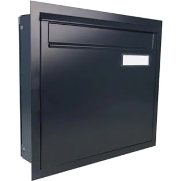 Letterbox24 A-03 Anthrazit Zaun Durchwurfbriefkasten (RAL 7016) mit Namensschild und Anti-Entnahmeschutz – Bild 1