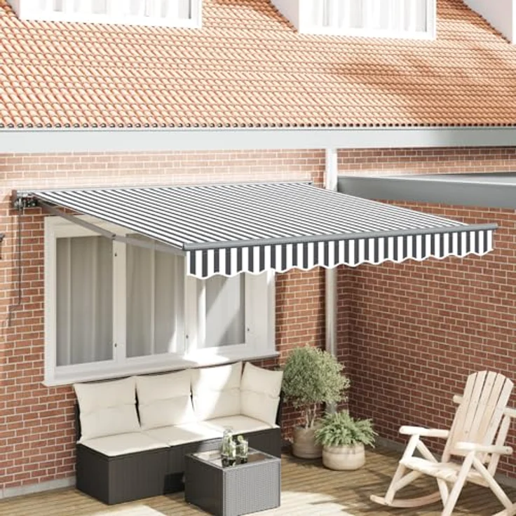 vidaXL Elektrische Markise Manuell 3x2,5m, UV- und wasserbeständig, Aluminium und Polyester, anthrazit und weiß, pulverbeschichtet, verstellbar bis 10 Grad – Bild 2