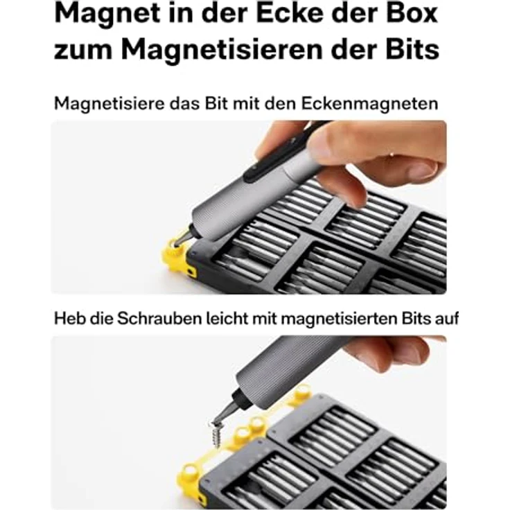 HOTO SNAPBLOQ™ S-A01 Mini Elektro Schraubendreher Set, Magnetische Präzisions-Schraubendreher mit 3 Gängen Drehmoment, Aluminium-Gehäuse, ideal für Reparaturen an Handy, Laptops, Brillen und Uhren – Bild 4
