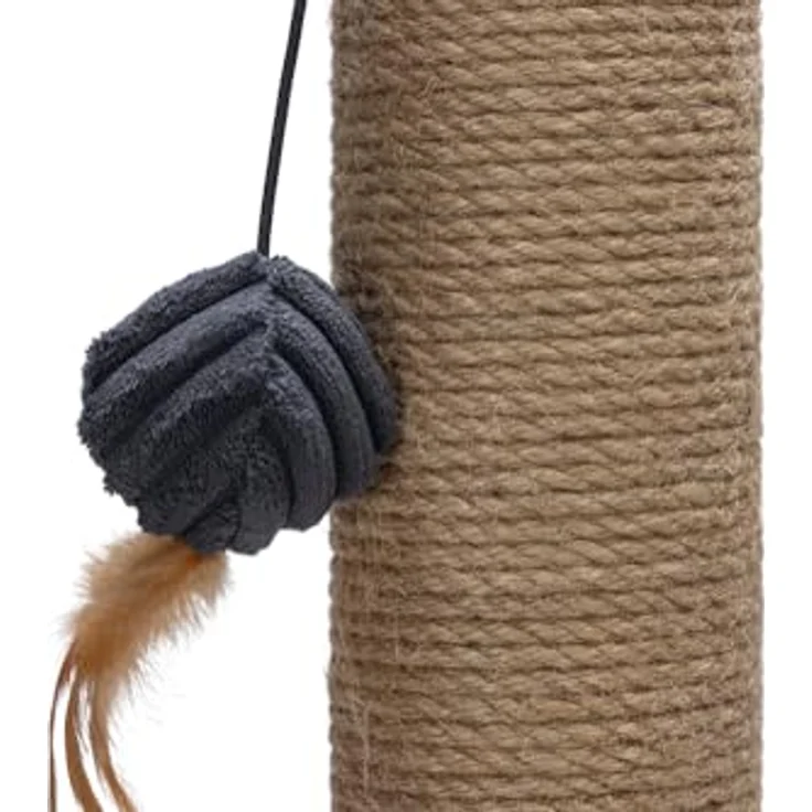 Designed by Lotte Ribbed Kratzbaum Anthrazit 41x41x70 cm, mit integriertem Spielball und strapazierfähigem Juteseil – Bild 5