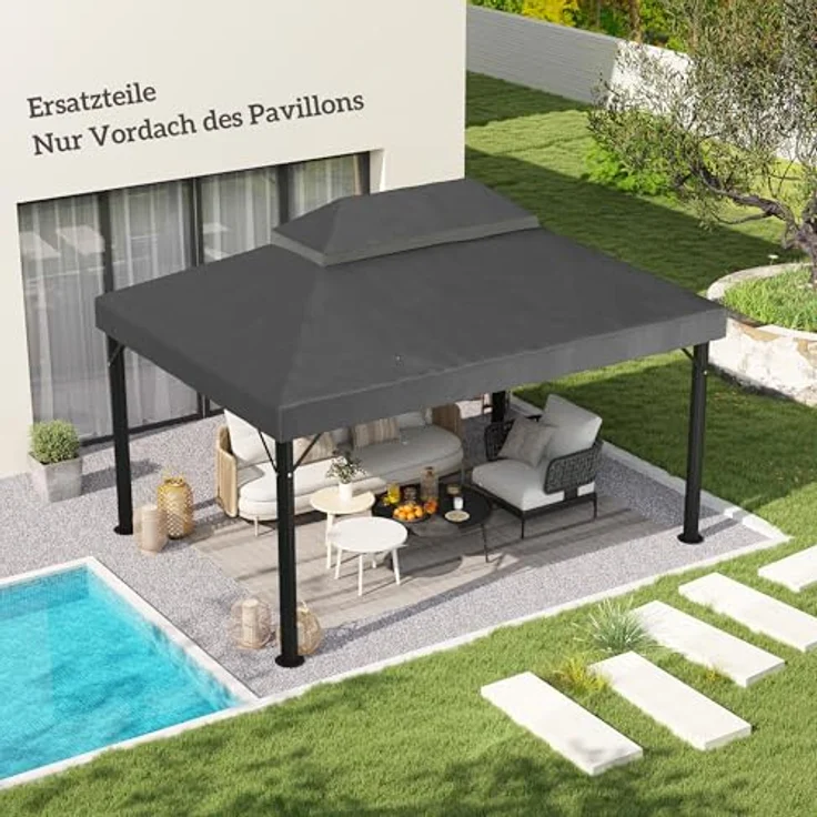 Outsunny Pavillon-Ersatzdach 3 x 4 m, wasserdichte 370g/, UPF30+, 400 x 300 cm, Dunkelgrau – Bild 2