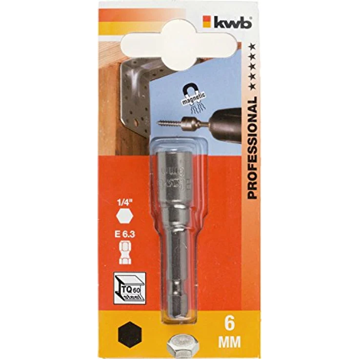 KWB Steckschlüsseleinsatz 6 mm, Sechskant, aus Chrom Vanadium-Stahl S2, magnetisch, 1 Stück – Bild 2