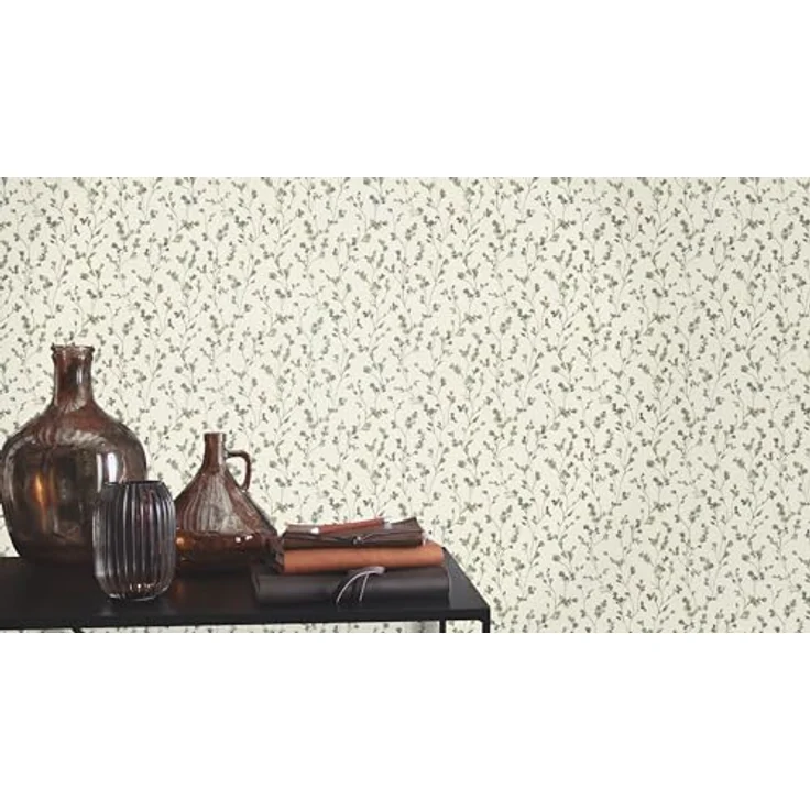 Rasch Tapete 486148, Helle Vliestapete mit kleinen Blumen in Grün und Blau in Aquarelloptik, wasserbeständig, 10,05m x 0,53m, Kollektion Country Charme – Bild 5