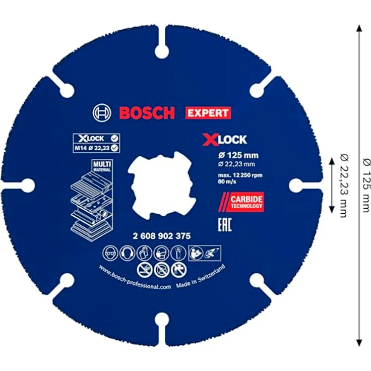 Bosch EXPERT Carbide Multi Wheel Trennscheibe, X-Lock, Ø 125 mm, für Hartholz und Holz mit Nägeln, Professional Zubehör für kleinen Winkelschleifer – Bild 3