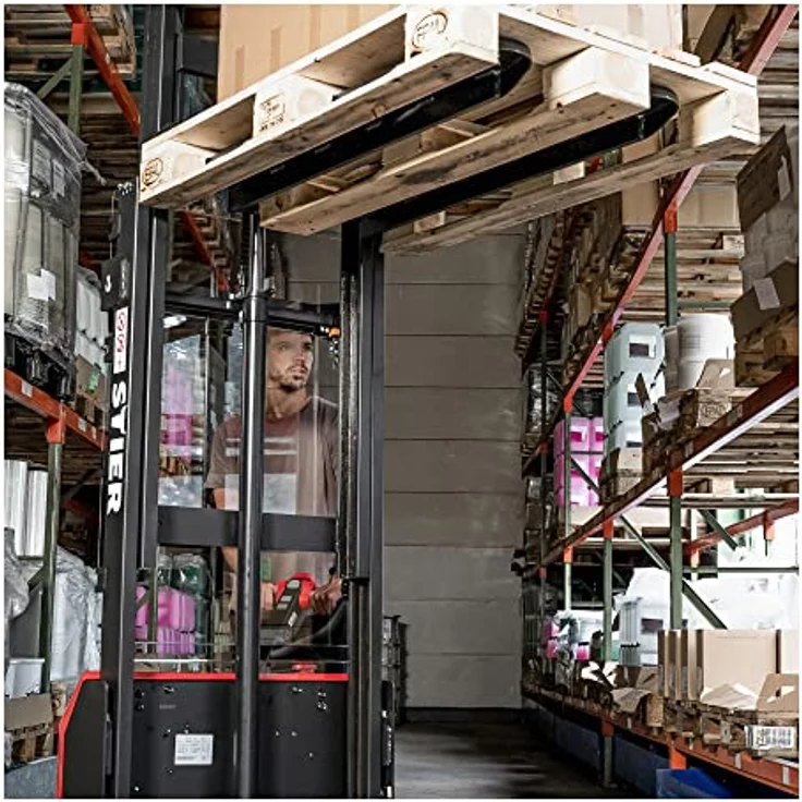STIER Elektro-Stapler ELY-12, Hochhubwagen mit Tragkraft 1200kg, Hubhöhe 2900mm, Gabellänge 1150mm, wartungsfreundlich und stabil, Polyurethan-Bereifung – Bild 3