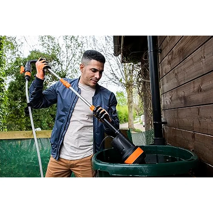 Yardforce Akku-Regenfasspumpe LX CWP1, 20 V Tauchpumpe mit 2 bar Druck und 2000 l/h Fördermenge, orange-schwarz – Bild 4