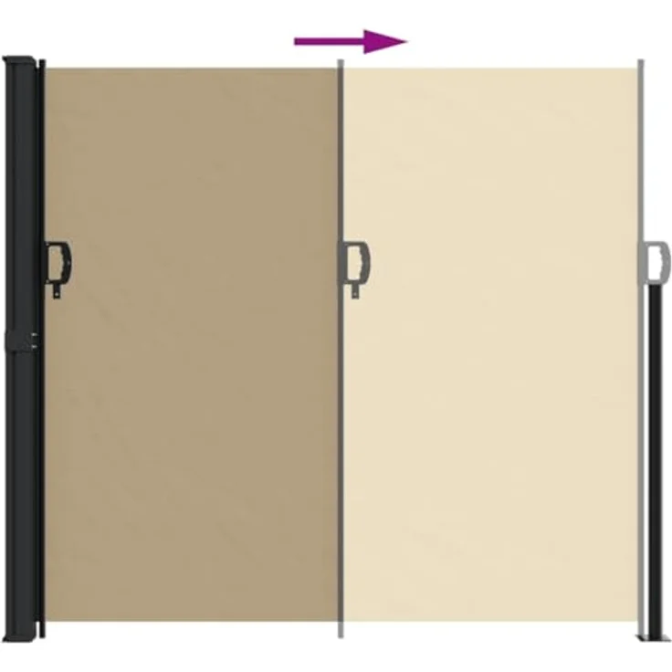 vidaXL Seitenmarkise, Sichtschutz Ausziehbar, Windschutz Sonnenschutz für Garten Balkon Terrasse, Seitenrollo Seitenwandmarkise, Beige 180x600cm – Bild 5
