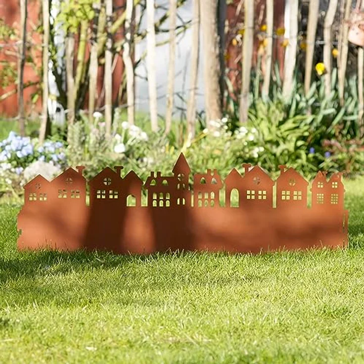 UNUS Garden Metall Rostoptik Häuser Beeteinfassung Rost rund 28cm ⌀ Länge 90cm – Bild 3