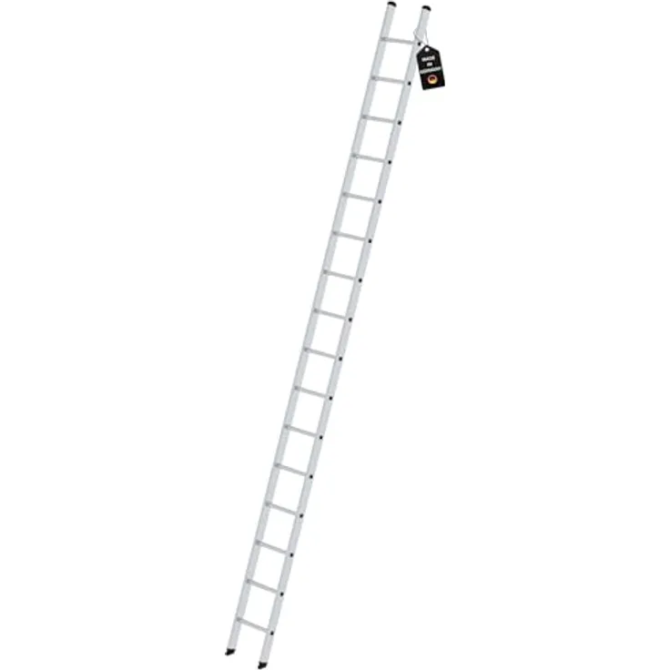PROREGAL Sprossen-Anlegeleiter 350mm breit ohne Traverse | 16 Sprossen | Tritt- und Teleskopleiter, rutschfeste Trittoberfläche, hohe Stabilität | blau