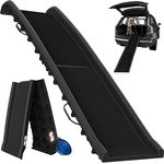 Cadoca Hunderampe Auto klappbar 156x40cm Tragegriff Sicherheitsbügel Reflektoren Trinknapf Hund Katze rutschfest leicht kompakt stabil Einstiegshilfe, beige