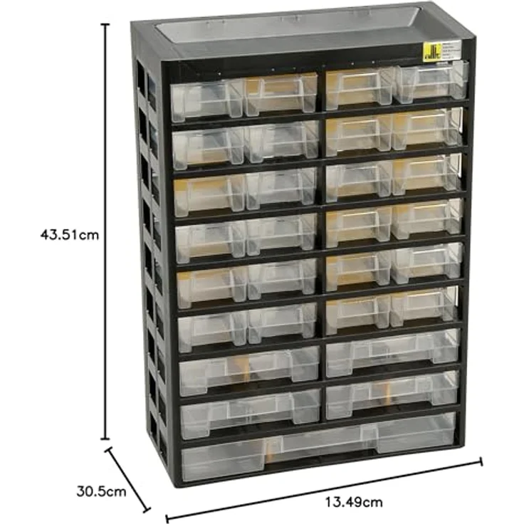 Allit VarioPlus Basic 47, Werkstattschrank Kleinteilemagazin mit 29 Fächern (13.60 cm, 43.50 cm), robustes Kunststoffgehäuse für optimale Raumnutzung – Bild 5