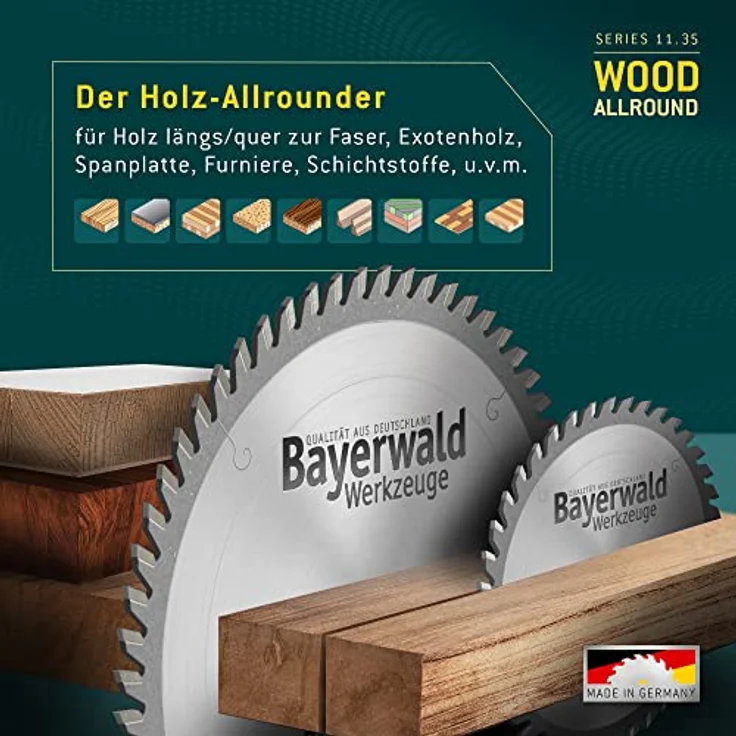 Bayerwald - HM Handkreissägeblatt für Holz - Ø 150 mm x 2,6 mm x 30 mm | Wechselzahn (12 Zähne/sehr grob) | ohne Nebenlöcher – Bild 3