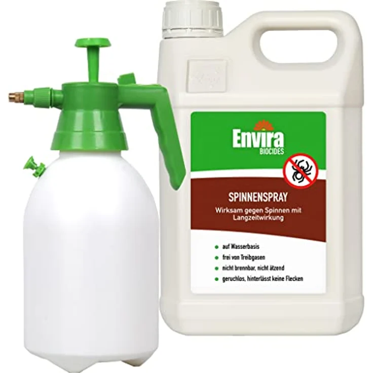 Envira Spinnen-Spray - Anti-Spinnen-Mittel Mit Langzeitwirkung - Geruchlos & Auf Wasserbasis - 5 Liter + 2L Drucksprüher – Bild 1