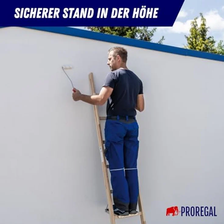 PROREGAL Sprossen-Anlegeleiter Holz ohne Traverse | 6 Sprossen | Leiter, Teleskopleiter, Trittleiter, Bockleiter, Sprossen-Doppelleiter - Hochwertige Holzleiter für vielfältige Einsatzbereiche – Bild 5