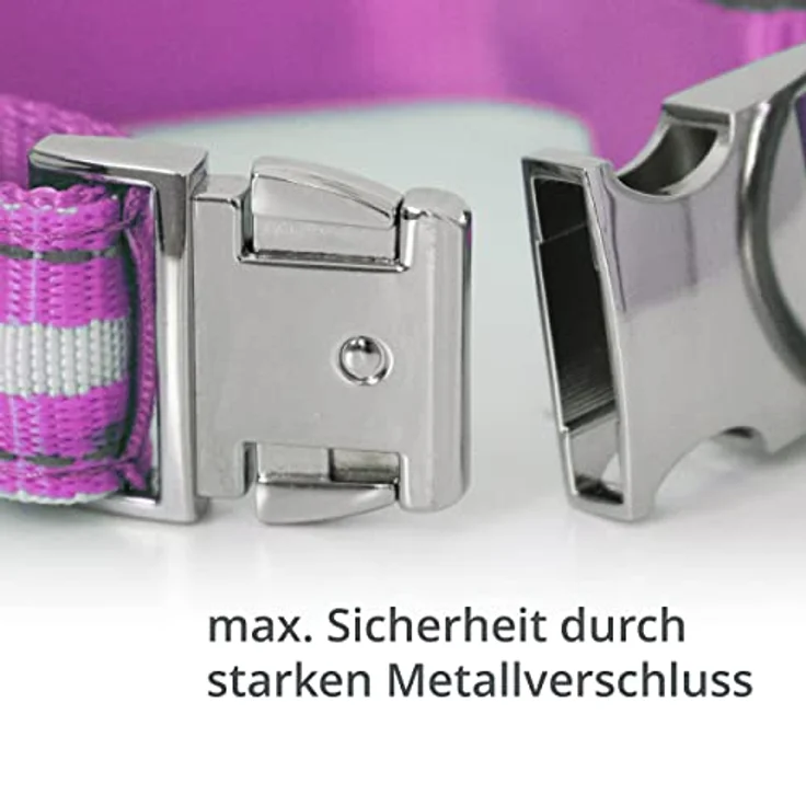 Leuchthalsband für Hunde [Das Original] Leuchtendes LED Hundehalsband zum spazieren gehen auch im Dunkeln- sehr Lange Akkulaufzeit – Sicher Dank hochwertigem Metallverschluss – Bild 2