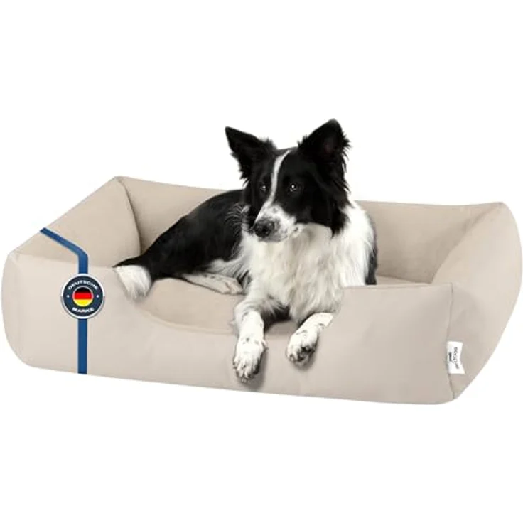 BedDog Hundebett Zara, Hundekissen mit abziehbarem waschbaren Bezug, Hundekorb, Hundesofa für mittel-große Hunde, L, Cordura/Microfaser-Velours – Bild 1