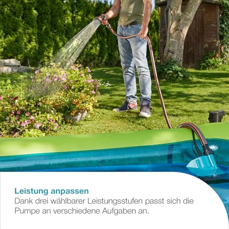 Gardena 14600-20 Akku-Klarwassertauchpumpe 2000-2 18V P4A Set mit Akku und Ladegerät 18 V 2.000 l/h Entwässerung max. Förderhöhe 20 m max. Förderdruck 2 bar max. Tauchtiefe 1,8 m max. Wassertemperatur 35 °C Kabellänge 2 m – Bild 4