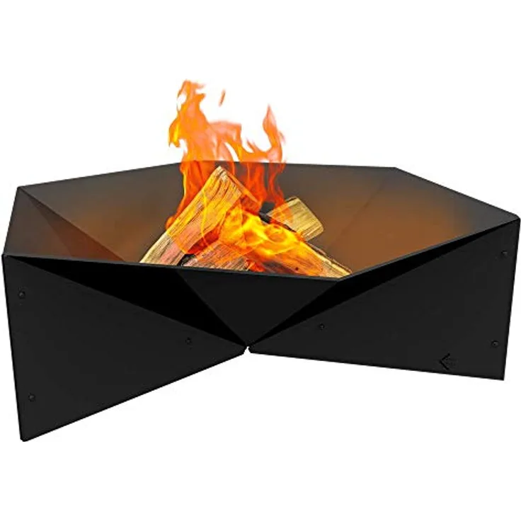 Kratki Fire Gamma Gartenfeuerschale freistehend, sechseckig, Abmessungen B69,2 x L60,5 x H22,5 cm, Gewicht 15,5 kg, aus robustem, hitzebeständigem Stahl