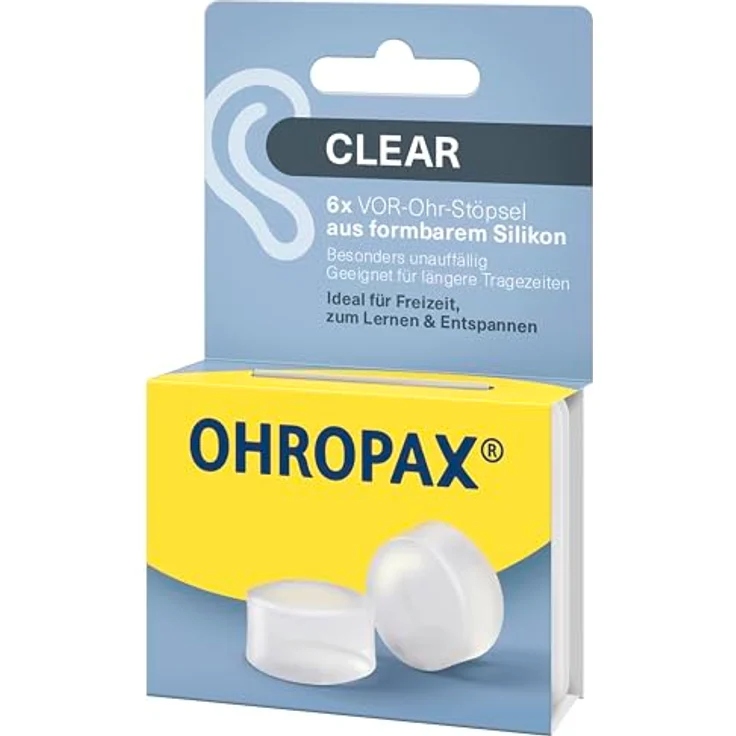 OHROPAX Clear Ohrstöpsel – transparente VOR-Ohr-Stöpsel aus Silikon – Schalldämmwert SNR 23 dB – 6 Stück – Bild 3