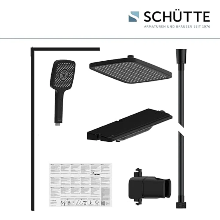 Schütte Duschsystem HAWAII, Überkopfbrause-Set mit 3 Strahlarten, Thermostatarmatur, Montagezubehör & Glasablage, Höhe 115 cm – Bild 7