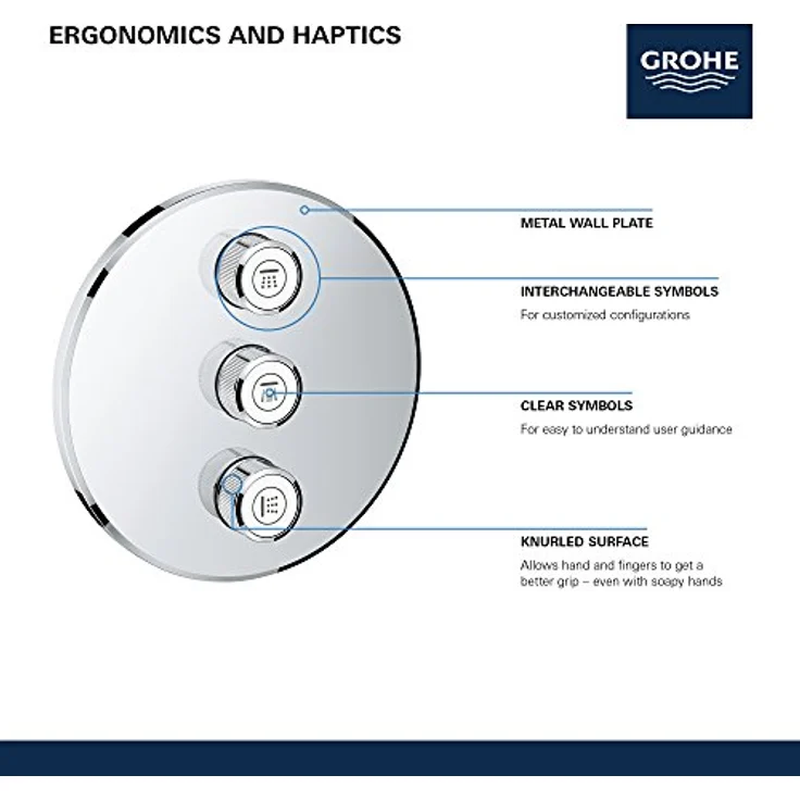 Grohe Grohtherm SmartControl 3-fach UP-Ventil, Regler mit intuitiver Steuerung und stilvollem Moon White Design – Bild 3