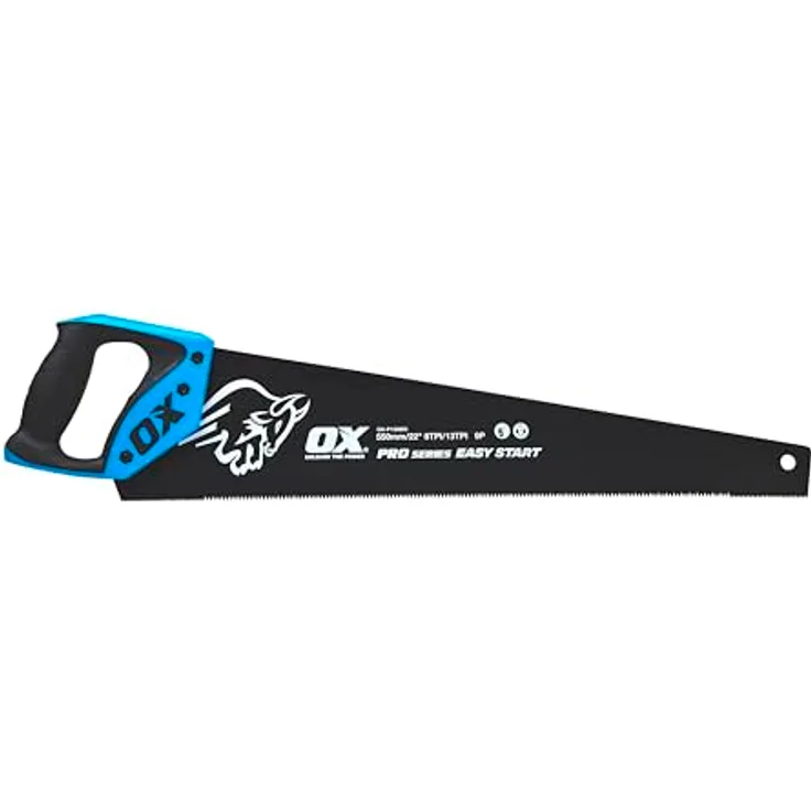 OX Tools OX Pro Easy Start Handsäge, 550 mm mit 13TPI Schneidezähnen, Teflonbeschichtung und Softgrip-Griff