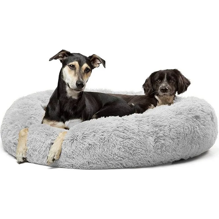 Wallace & Jones Hundekorb Plüschbett Sarnia, hellgrau, 80 x 80 x 24 cm, Donut-Form, anti-rutsch