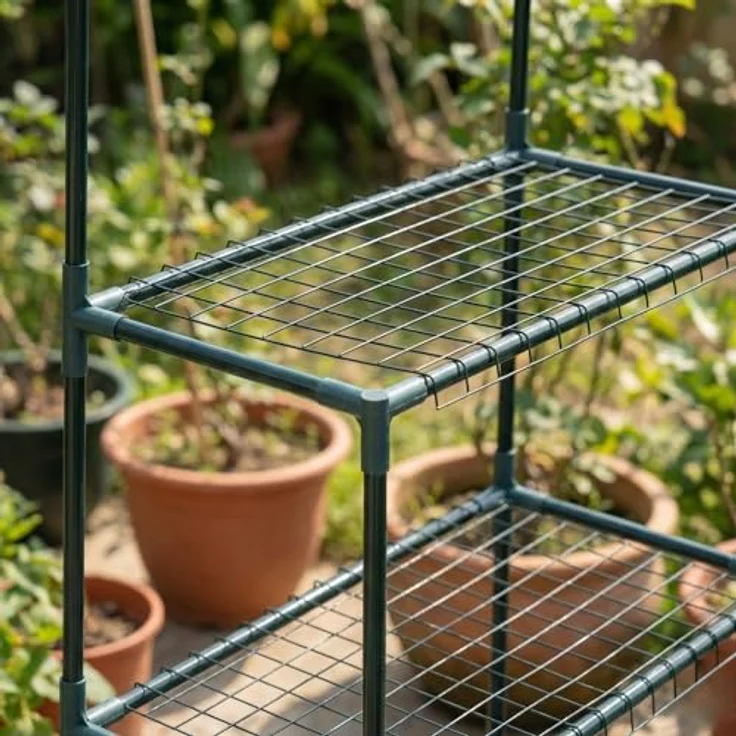 EDENIA Mini Folien Gewächshaus MIVA, freistehend mit 4 Regalen, transparente PVC-Folie, 143 x 73 x 195 cm – Bild 5
