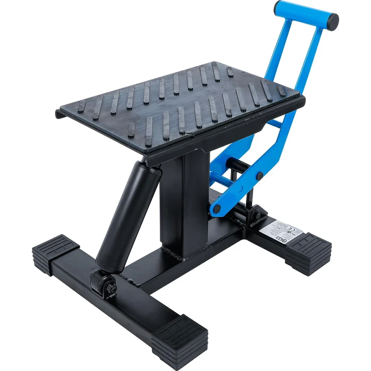 BGS technic Motorradheber | 150 kg, hydraulischer Lift für Motocross Maschinen und Enduros, dreh- und höhenverstellbar, mit zusätzlichem Dämpfer - schwarz – Bild 1