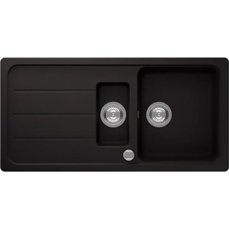 Respekta Austin Massivgranit Spüle 100 x 50 cm, Hitzebeständig, 1,5 Becken, Schwarz, für Unterschränke ab 60 cm Breite – Bild 1