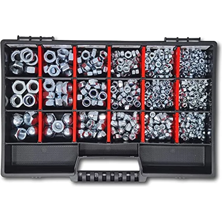 Muttern Sortiment M4-M5-M6-M8-M10-M12 554 tlg. Schraubenbox - Preisvergleich – Bild 5