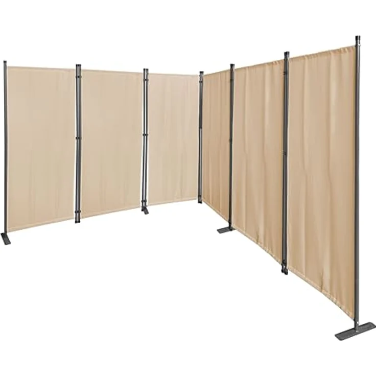QUICK STAR Paravent 6-teilig, 340x165cm Beige - Blickdichter, wetterfester Raumteiler für Garten & Balkon, faltbar – Bild 1