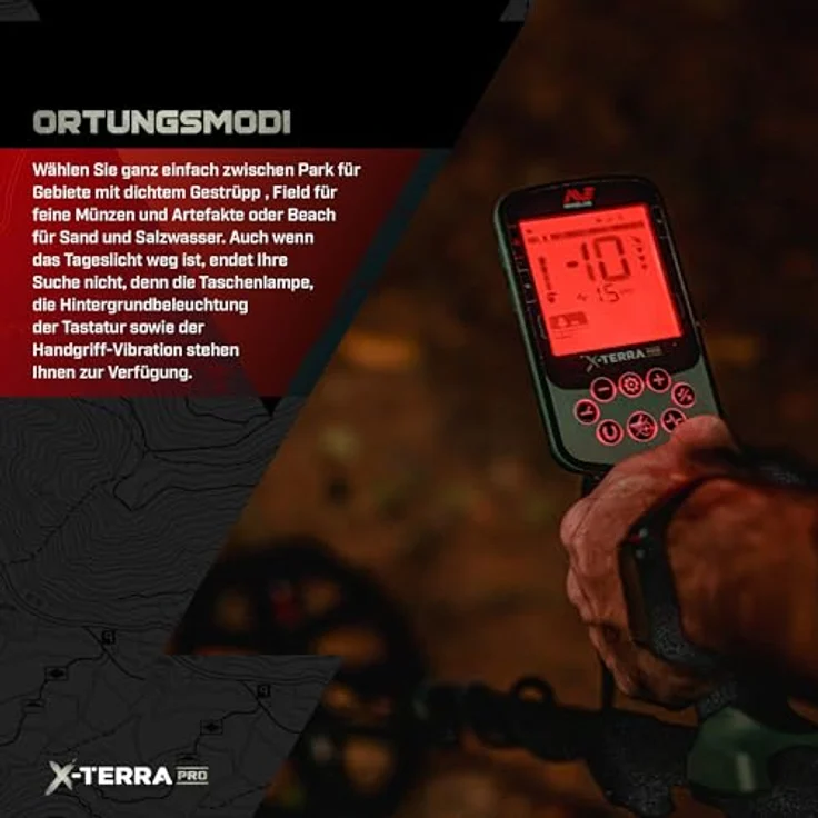 Minelab X-Terra Pro, Metalldetektor mit 6 Suchmodi, wasserdicht bis 5 Meter, umschaltbare Frequenzen 5, 8, 10 und 15 kHz – Bild 4