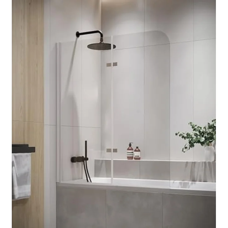 Badplaats B.V. Badewanne Austin 100 x 140 cm, 5mm Sicherheitsglas mit Nanobeschichtung und drehbarem Aluminiumprofil – Bild 1