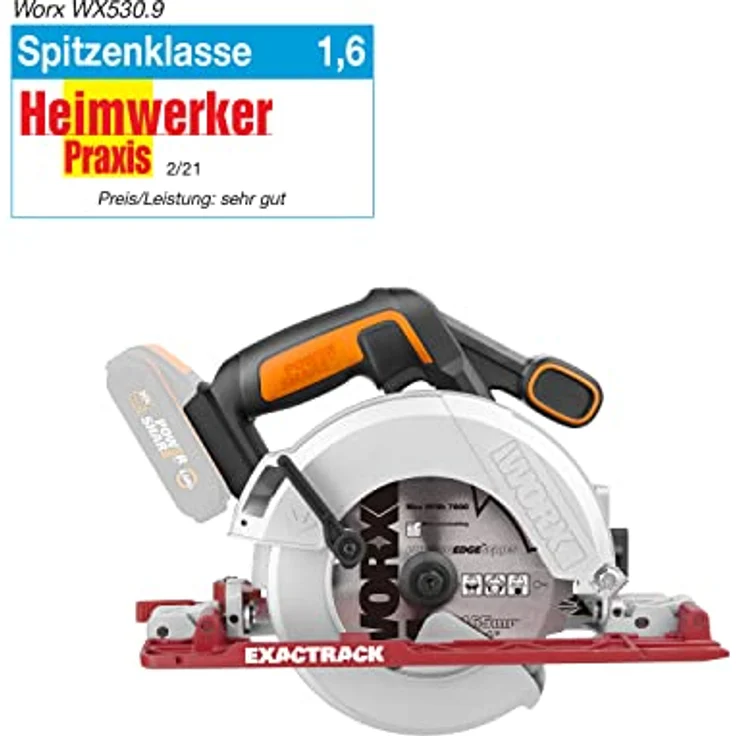 Worx WX530.9 Akku-Handkreissäge, Profi Kreissäge mit Absaug-Adapter, Ideal auch für Schnitte auf Gehrung, PowerShare kompatibel, ohne Akku und Ladegerät – Bild 2