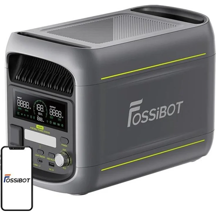 FOSSiBOT FOSSIBOT F1800, 1800W Powerstation mit 1024Wh Kapazität, LiFePO4-Batterietechnologie und WLAN-Steuerung, grau