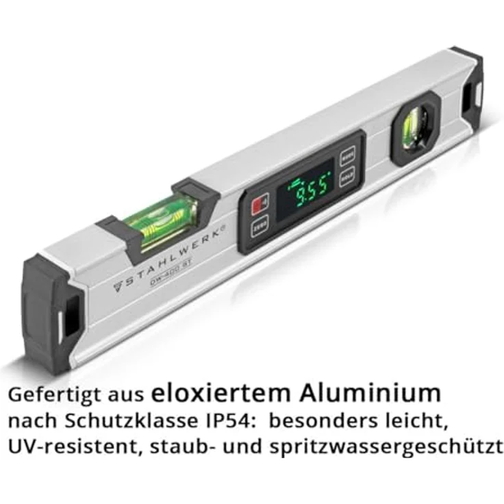 STAHLWERK Digitale Wasserwaage DW-400 ST aus Aluminium 400 mm magnetische Richtwaage | LED-Display | Winkelmesser – Bild 2