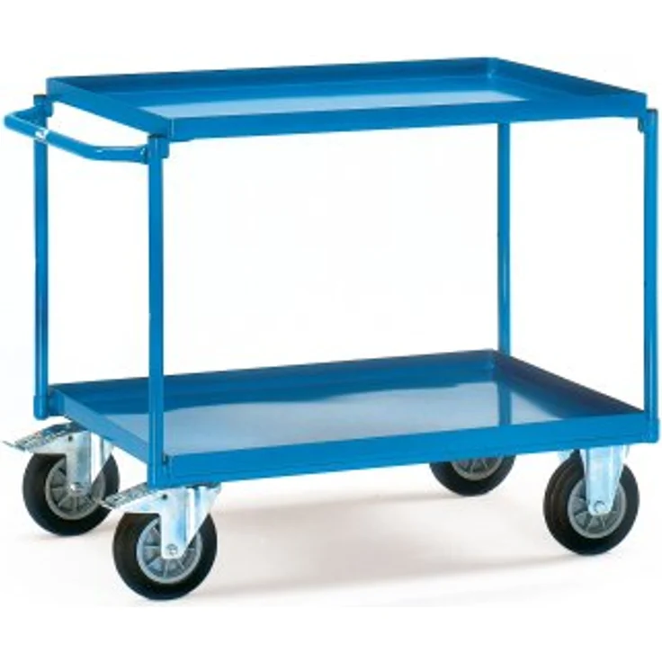 Fetra Tischwagen Modell 4820, Transportwagen mit 400 kg Tragkraft, verschweißte Stahlkonstruktion, ölresistente Wannen, 4 TPE-Rollen – Bild 2