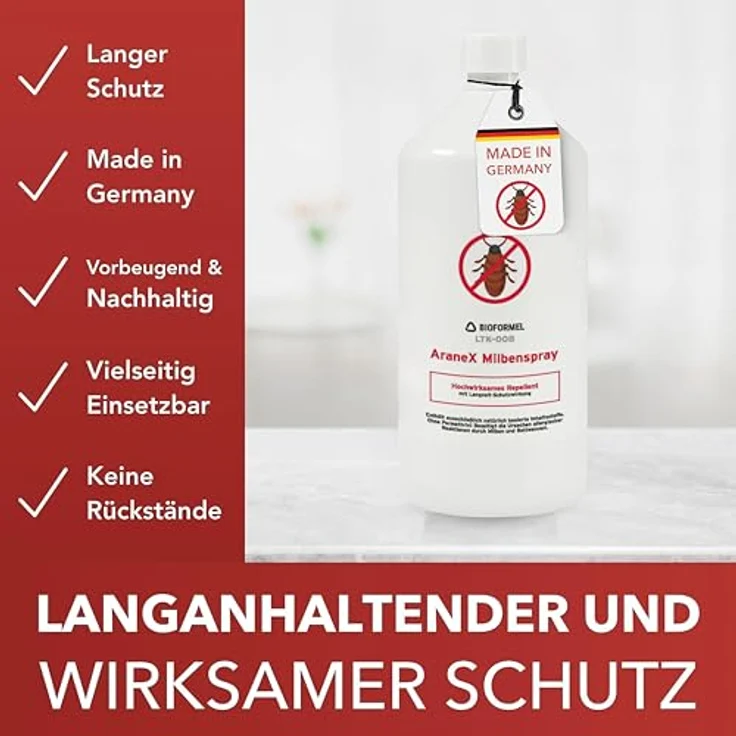 Bioformel LTK-008 Milbenspray, 1L Anti-Milben-Spray mit Langzeitwirkung für Matratzen, Textilien & Polster - Hochwirksam gegen Hausstaubmilben und Bettwanzen – Bild 5