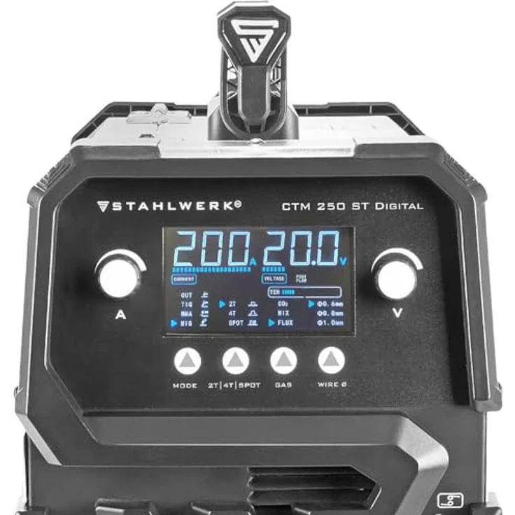 STAHLWERK Kombi-Schweißgerät CTM-250 ST Digital Vollausstattung 5-in-1 Schutzgas-Schweißgerät | Inverter mit 200 A, synergischem Drahtvorschub und integriertem 50 A Plasmaschneider CUT | WIG, 7-Jahre Garantie, DC WIG Schweißen, 2T/4T (WIG/MIG/MAG) – Bild 1