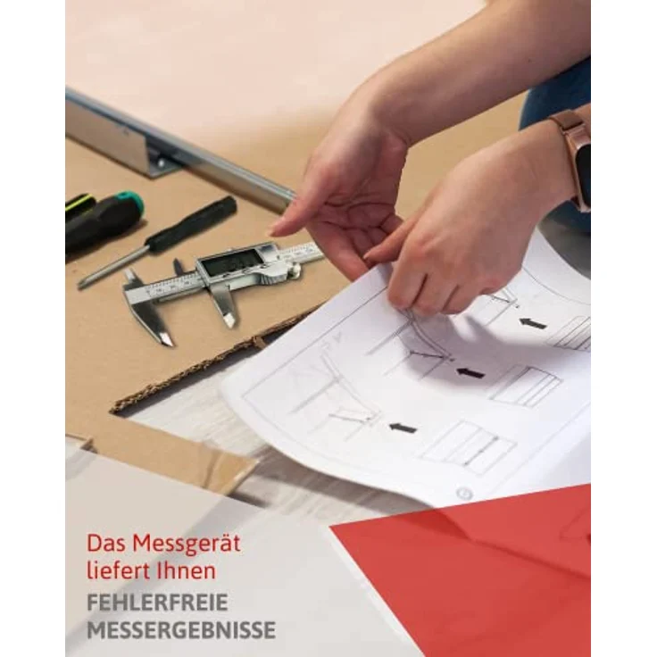 Red Tools Digitaler Messschieber - Schieblehre mit LCD-Display, Mini-Schraubendreher & Batterie - 0-150 mm / 0-6 Zoll - Ideal für Innen- und Außenmessung – Bild 5