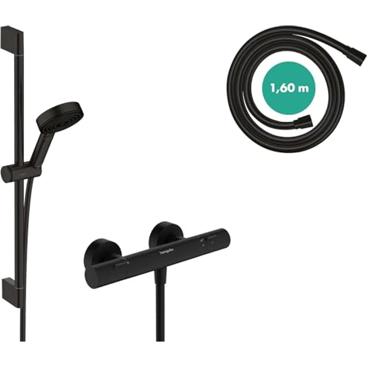 Hansgrohe Pulsify Select S Brauseset 105, Duschsystem mit 3 Strahlarten, Ecostat Fine Thermostat, EcoSmart, Brausestange 650 mm – Bild 1