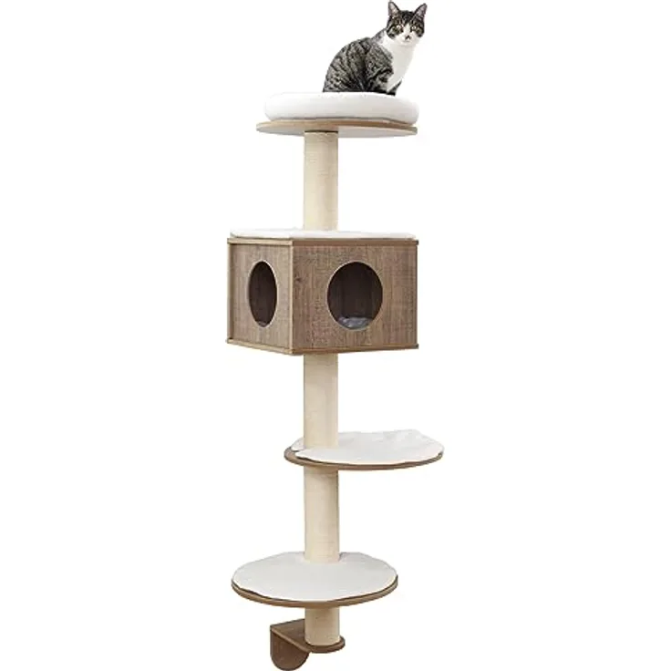 Wandkratzbaum Dinari, 45x45x177cm, braun/weiß