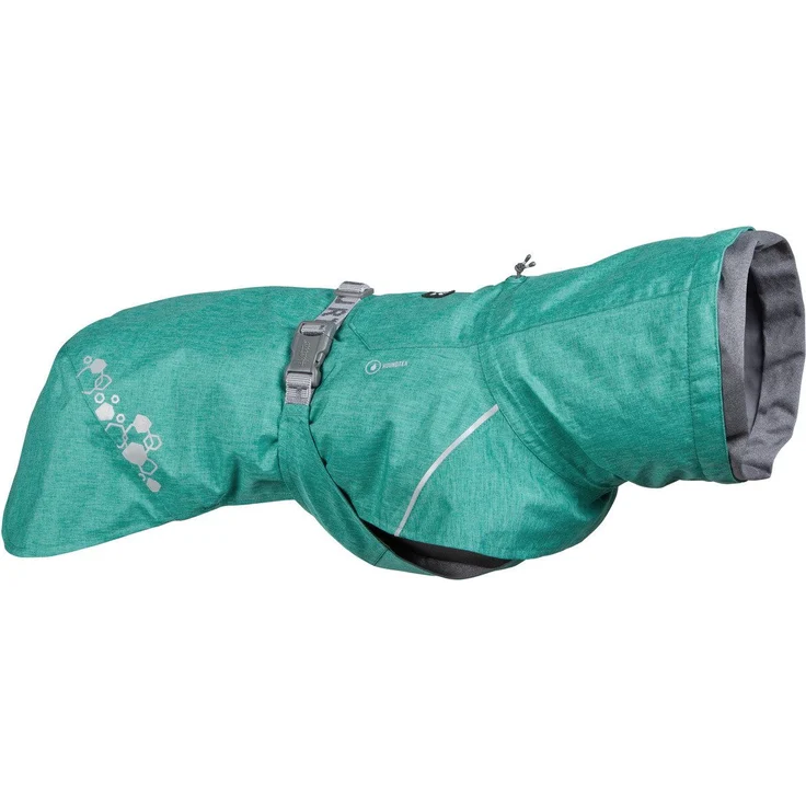 HURTTA Hundemantel Monsoon Regenmantel II peacock/grün, Wasserdichter Regenmantel mit Reflektoren, recycelten Materialien und verstellbarem Gurt – Bild 1