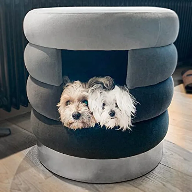 CanadianCat Company | Hundehöhle Choupette | Grau | Designer Hundebett, Kuschelhöhle und Hocker für Hunde