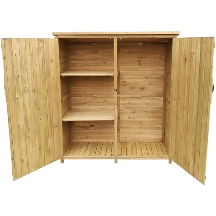 Wiltec Gartenhaus mit 2-flügelige Tür 1350x500x1540mm aus Fichtenholz mit Bitumendach für Garten, Terrasse & Balkon Gerätehaus Geräteschuppen Holzhaus Werkzeugschrank, Clever strukturiert, hochwertiges Fichtenholz, moderne Ästhetik, schnelle Montage, vielseitige Nutzung – Bild 4