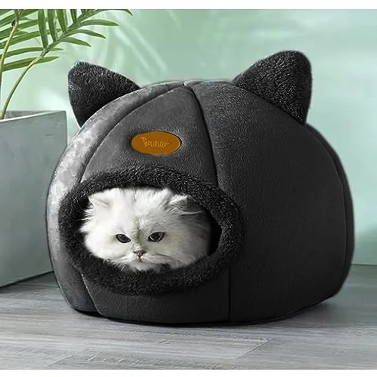 Purlov IZOXIS Katzenliege, Plüschbett mit rutschfester PVC-Unterseite, wasserdicht, für Katzen bis 6 kg – Bild 5