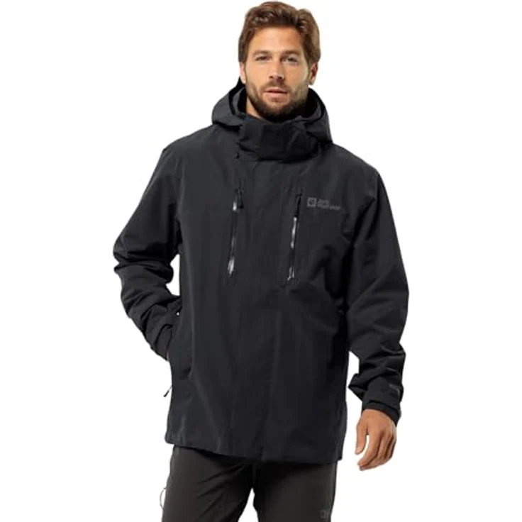 Jack Wolfskin Jasper 2L Jkt M, Herren Jacke aus recyceltem Texapore Pro-Material, wind- und wasserdicht, Schwarz, XL – Bild 1