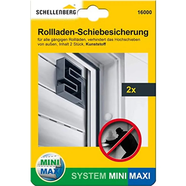 Schellenberg 16000 Rolladen-Schiebesicherung Rolladensicherung gegen Hochschieben 2 Stück (1 Paar)